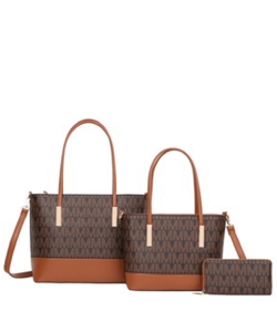 3 in 1 Fashion Tote Bag Set M8557S BROWN